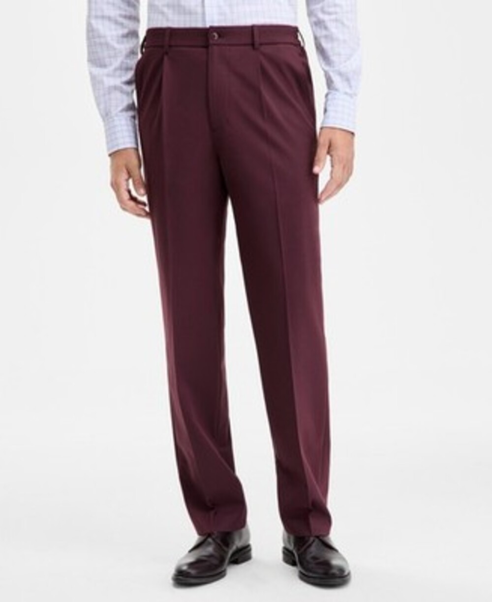 Tommy Hilfiger Modern-Fit Dean Solid Tapered Dress Pants Men's 38W x 34L Wine